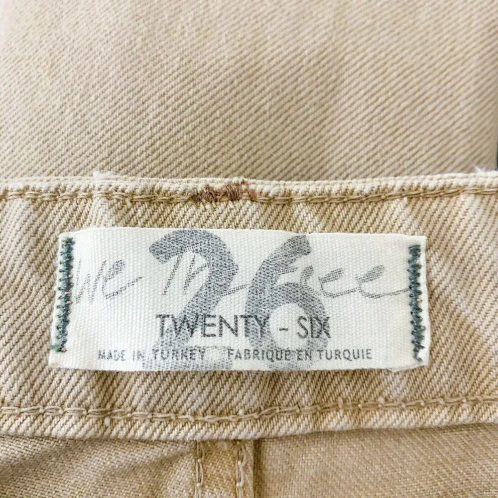 WE THE FREE Jeans Women Size 26‎ Tan Dakota Straight Leg Distressed